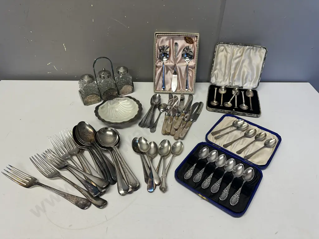 Selection of Silverware & Glass Items Including Rodd, Sheffield Etc Image 1++