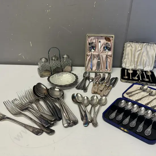 Selection of Silverware & Glass Items Including Rodd, Sheffield Etc