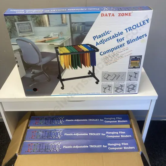 Four x Data Zone Plastic- Adjustable Trolley For Computer Binders