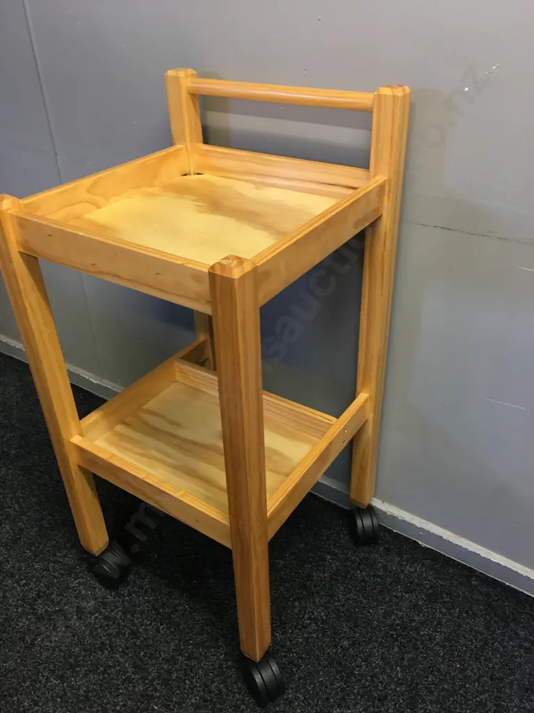 Wooden Mobile 2 Tier Trolley H91,W44cm.  Image 1++