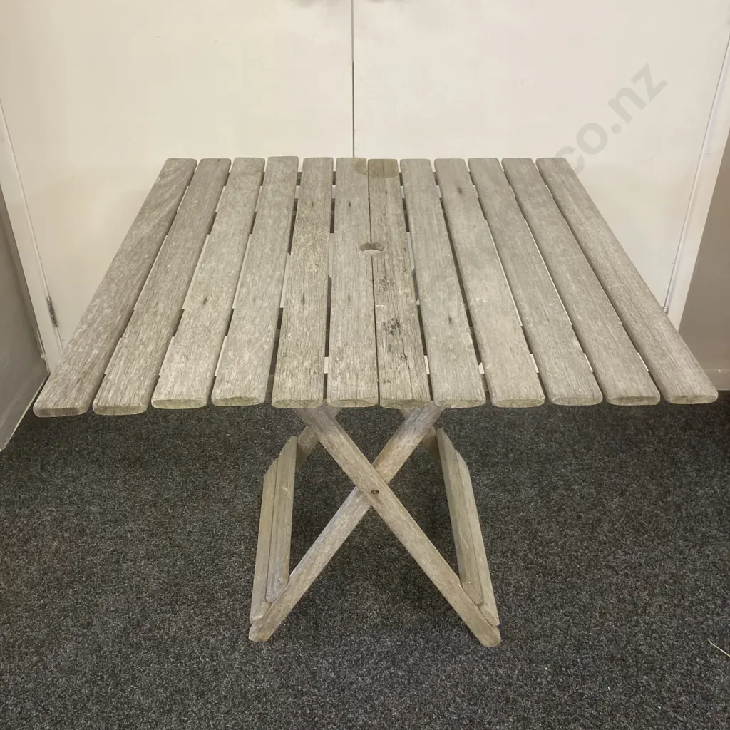 Vintage Wooden Folding Table. H74 W83.5 D85.5cm Image 1++