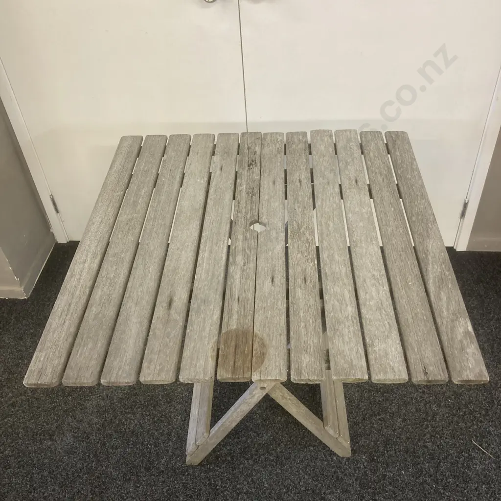 Vintage Wooden Folding Table. H74 W83.5 D85.5cm Image 1++