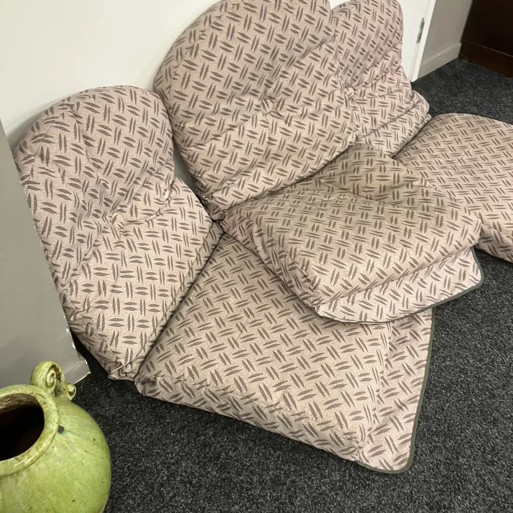 Set of Three Patio Chair Squabs, Sand & Black Colours Image 1++