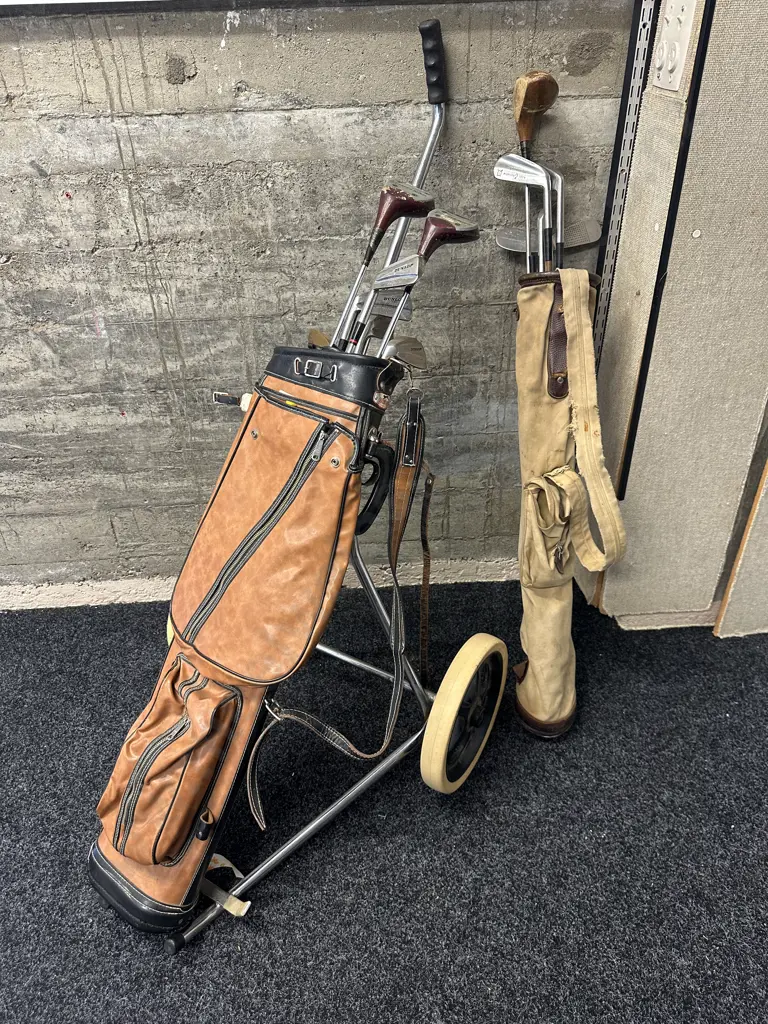 Assorted Golf Clubs Including Dunlop, Spalding Etc including Golf Trundler Image 1++