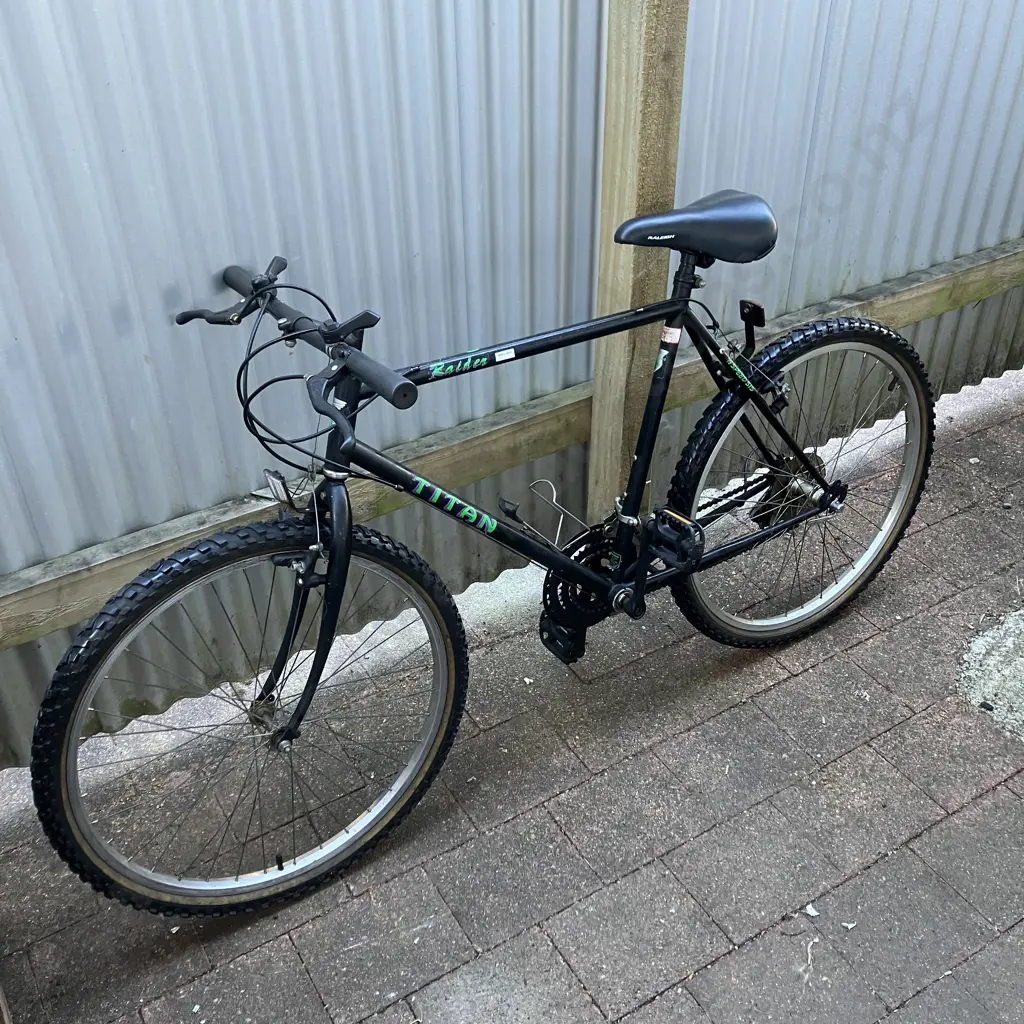 Titan Raider Bike - 18 Speed S/S, Black With Purple & Green Colours Image 1++