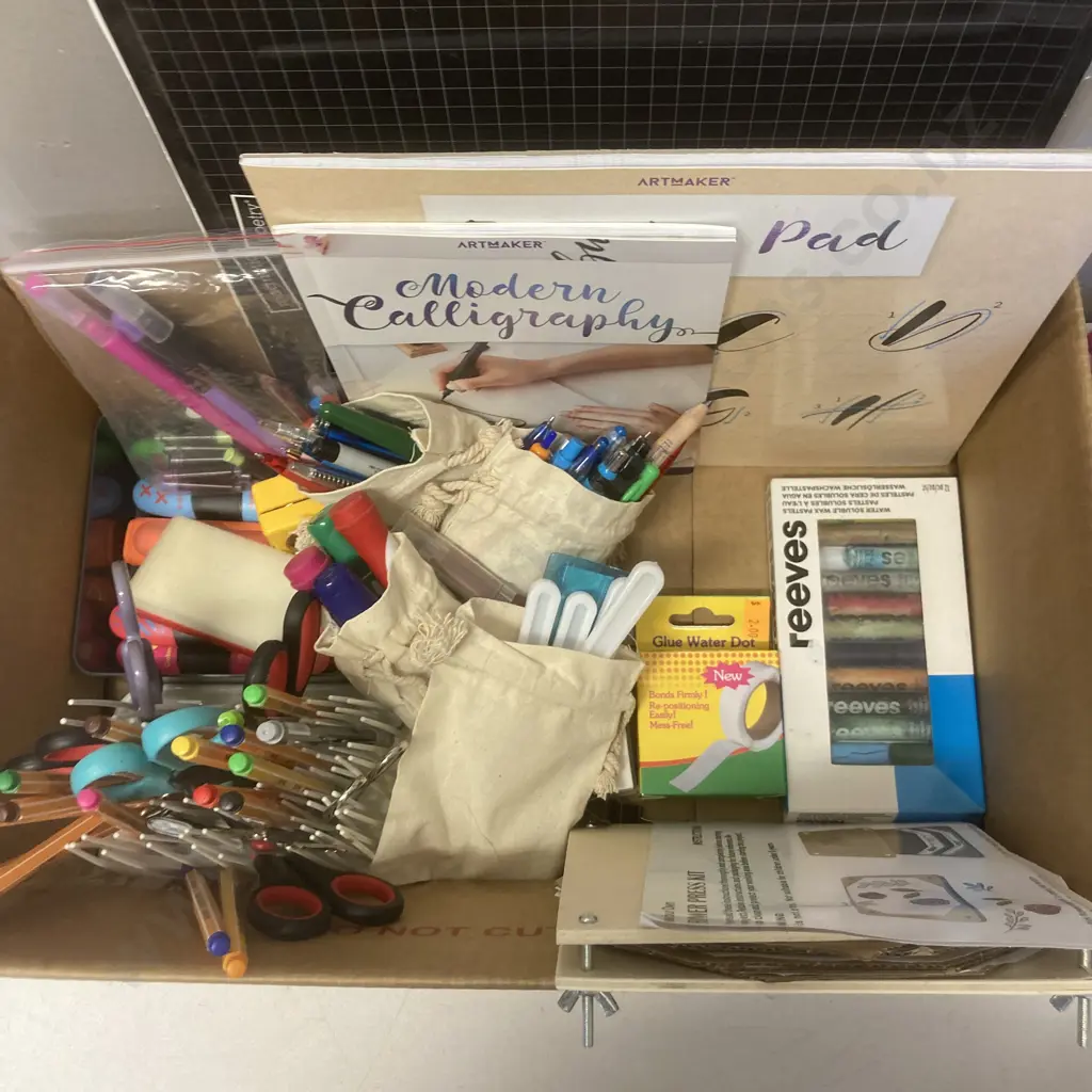 Box Lot Stationery Items, Paper Making Kit Etc Image 1++