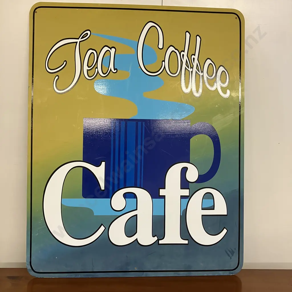 Large Tea Coffee Cafe Wooden Sign. 100 x 80cm Image 1++