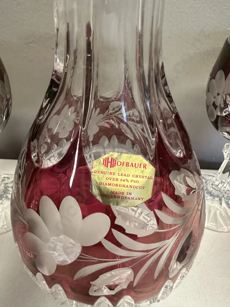 Hofbauer Genuine West German Lead Crystal Decanter & Six Wine Goblets Image 1++