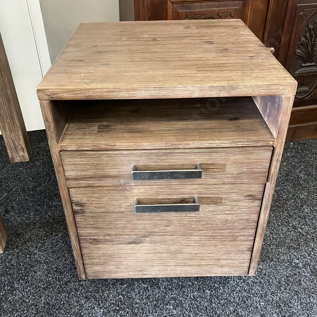 Ex Harvey Norman 3 Drawer Console Table / Desk (Soft Close Drawers) H76 W150 D60cm With A 2 Drawer Mobile Unit Image 1++