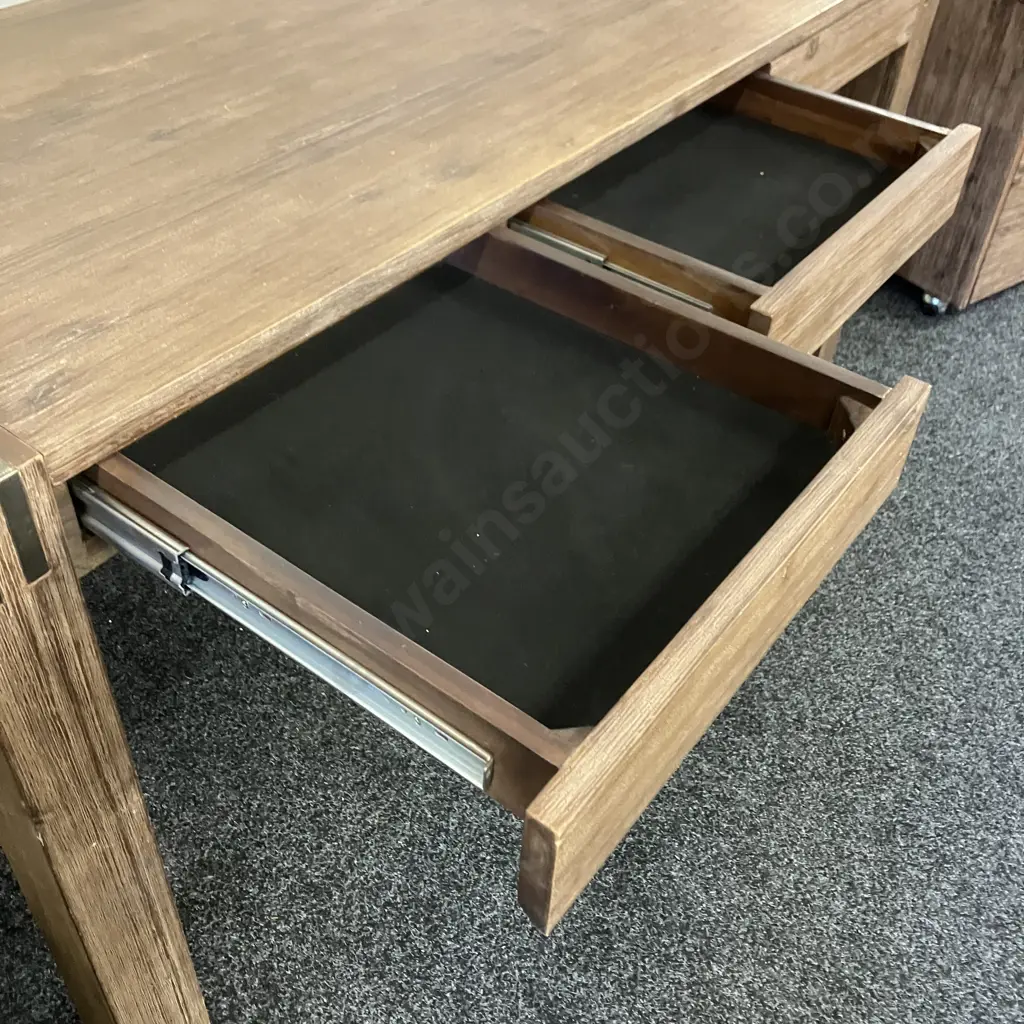 Ex Harvey Norman 3 Drawer Console Table / Desk (Soft Close Drawers) H76 W150 D60cm With A 2 Drawer Mobile Unit Image 1++