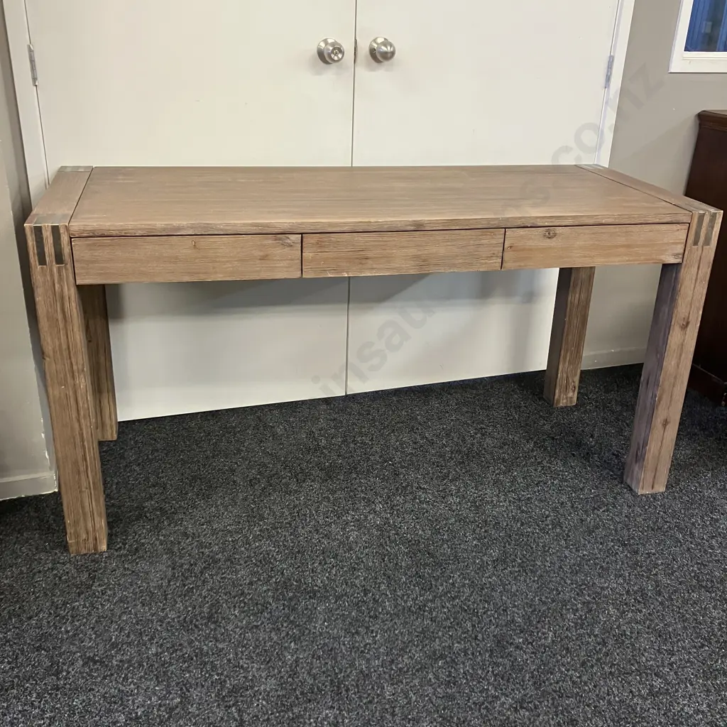 Ex Harvey Norman 3 Drawer Console Table / Desk (Soft Close Drawers) H76 W150 D60cm With A 2 Drawer Mobile Unit Image 1++