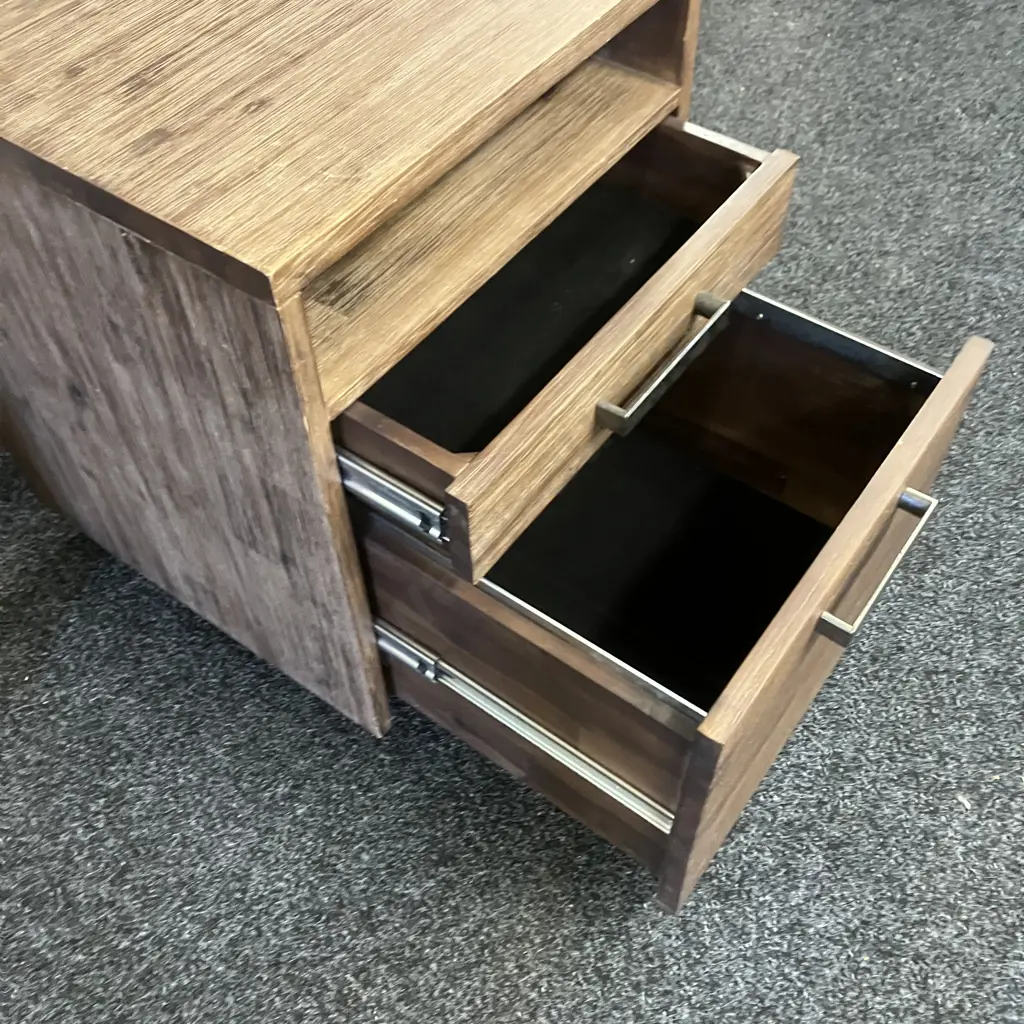 Ex Harvey Norman 3 Drawer Console Table / Desk (Soft Close Drawers) H76 W150 D60cm With A 2 Drawer Mobile Unit Image 1++