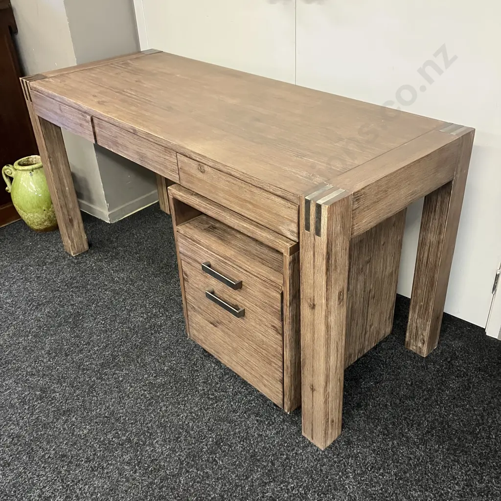 Ex Harvey Norman 3 Drawer Console Table / Desk (Soft Close Drawers) H76 W150 D60cm With A 2 Drawer Mobile Unit Image 1++