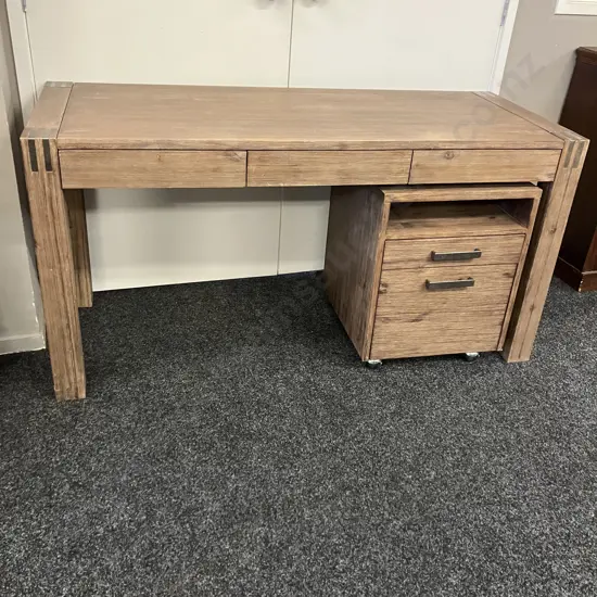 Ex Harvey Norman 3 Drawer Console Table / Desk (Soft Close Drawers) H76 W150 D60cm With A 2 Drawer Mobile Unit