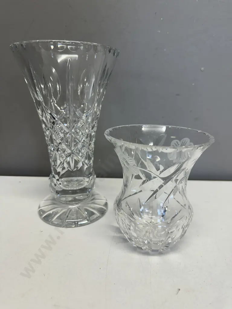 Vintage Crystal Vases. H20 & H12cm Image 1++