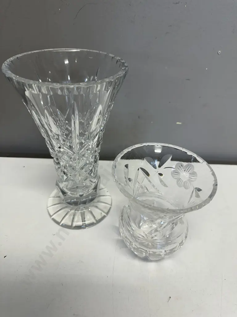 Vintage Crystal Vases. H20 & H12cm Image 1++
