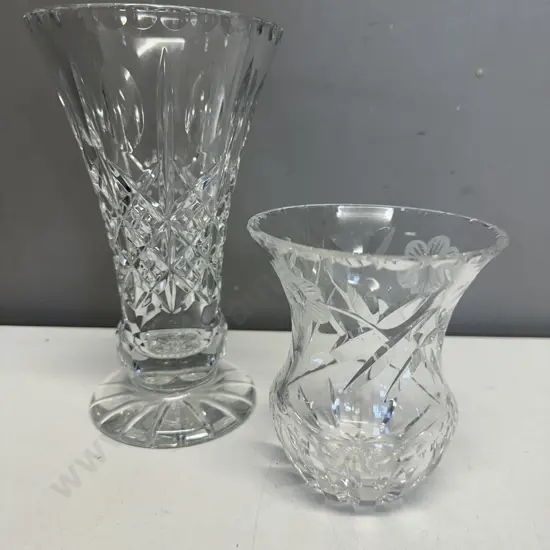 Vintage Crystal Vases. H20 & H12cm