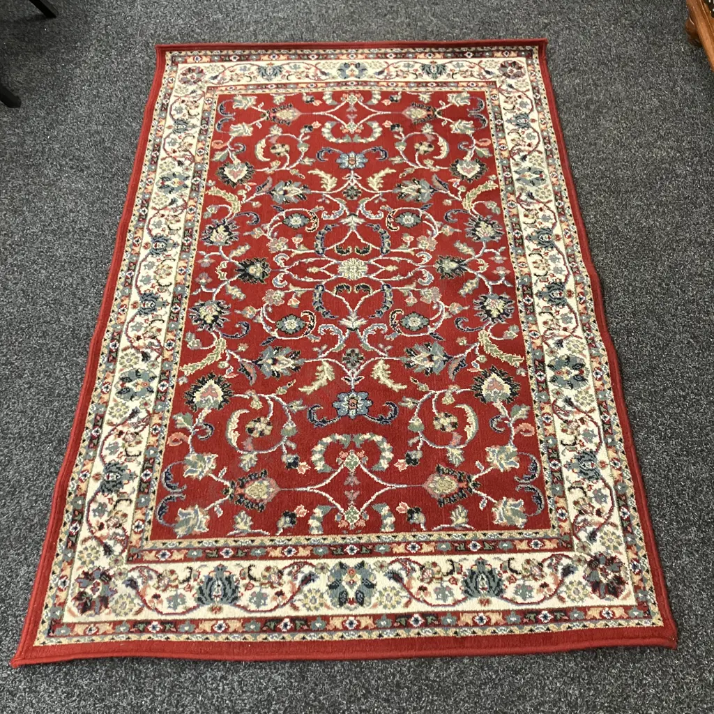 Floor Rug - Verona 100% Wool - Red / White / Blue Tones, 120 x 180cm Image 1++
