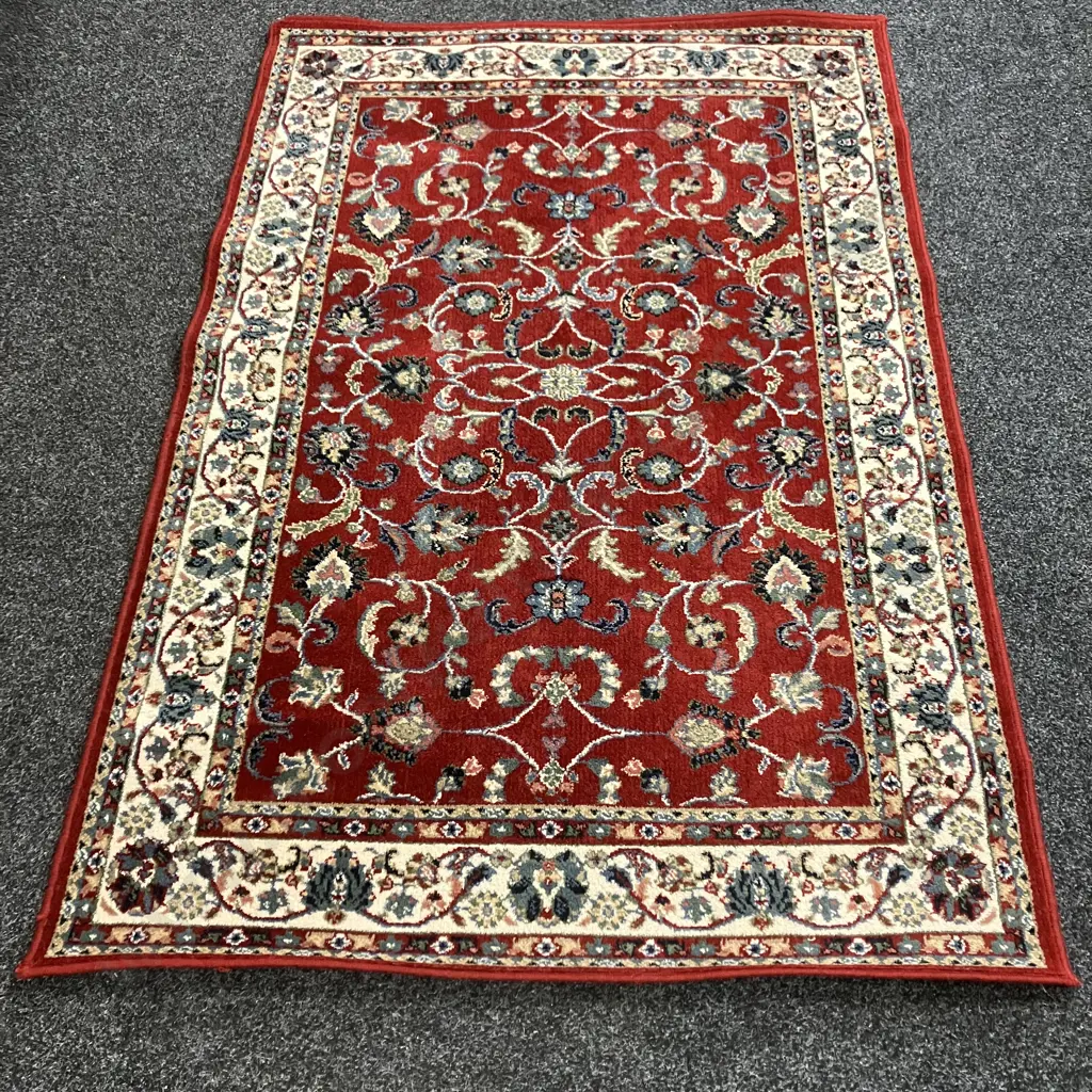 Floor Rug - Verona 100% Wool - Red / White / Blue Tones, 120 x 180cm Image 1++