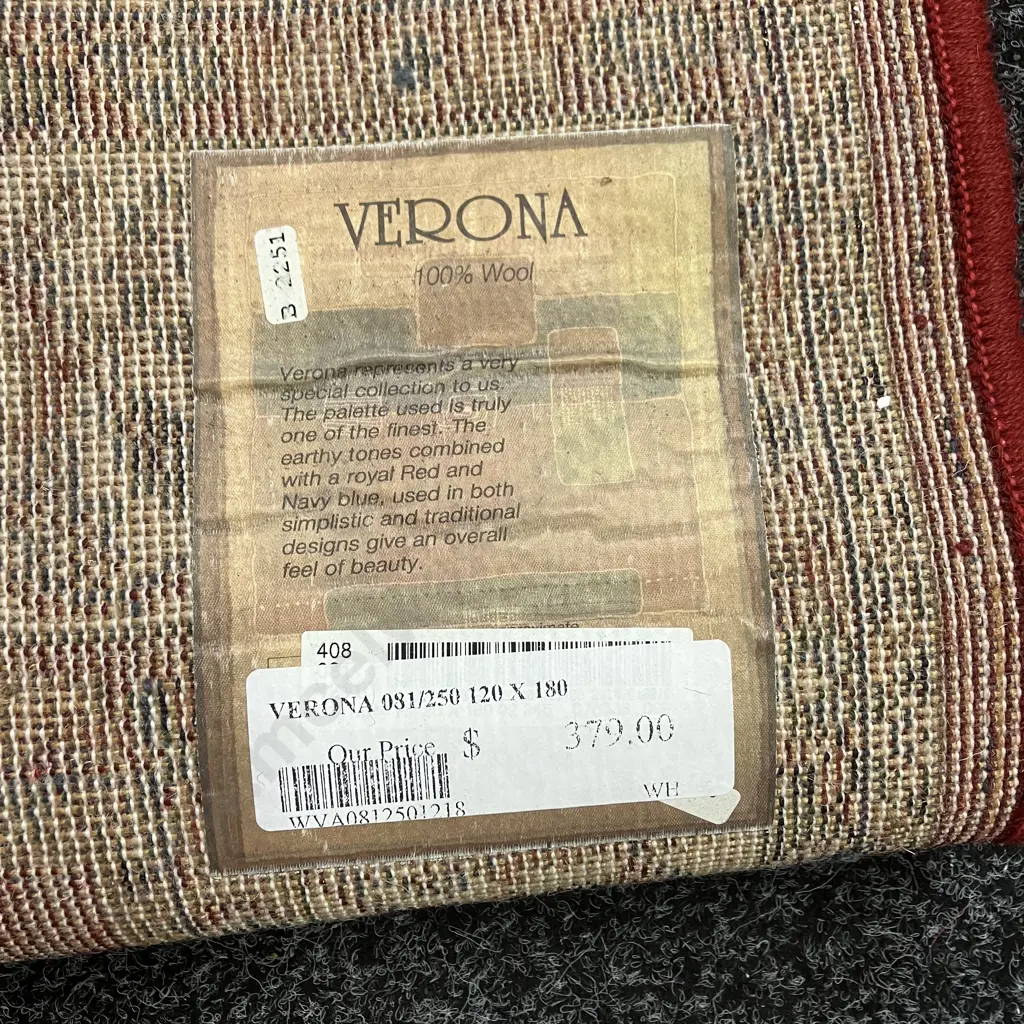 Floor Rug - Verona 100% Wool - Red / White / Blue Tones, 120 x 180cm Image 1++