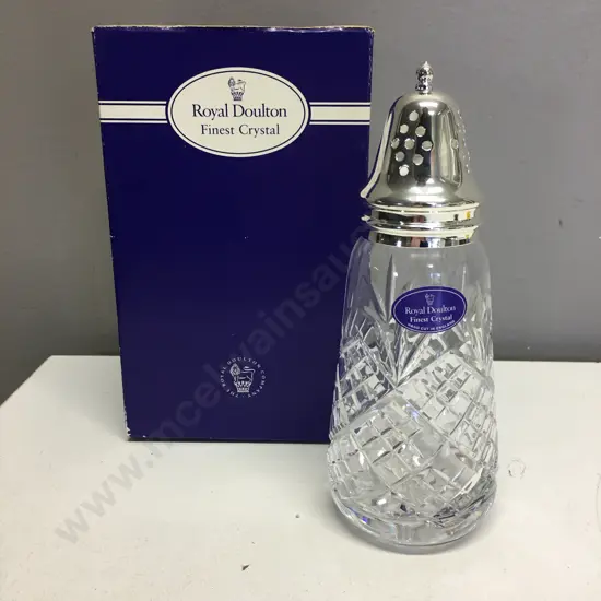 Royal Doulton Finest Crystal Sugar Shaker, Boxed. H17.5cm