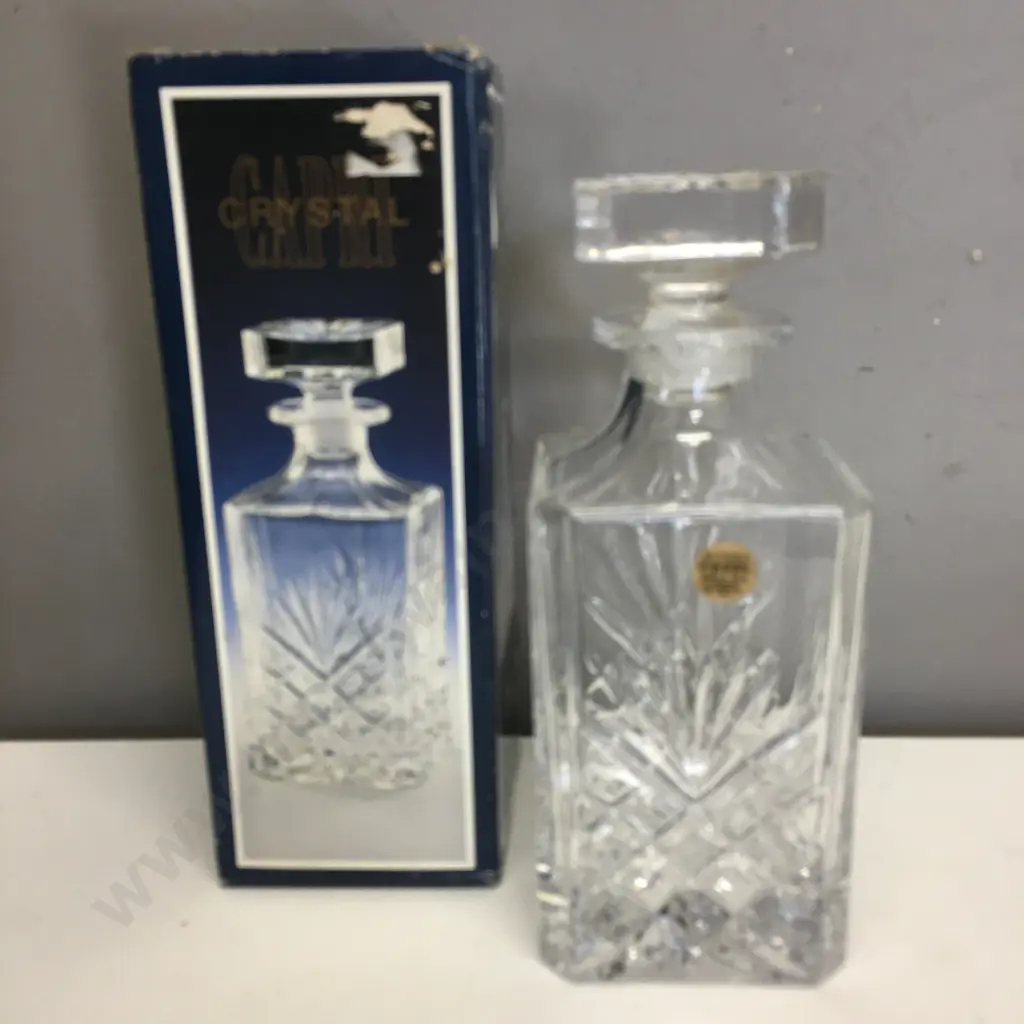 Capri Crystal Whiskey Decanter, Boxed. H23cm Image 1++
