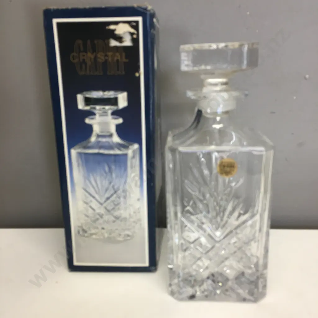 Capri Crystal Whiskey Decanter, Boxed. H23cm Image 1++
