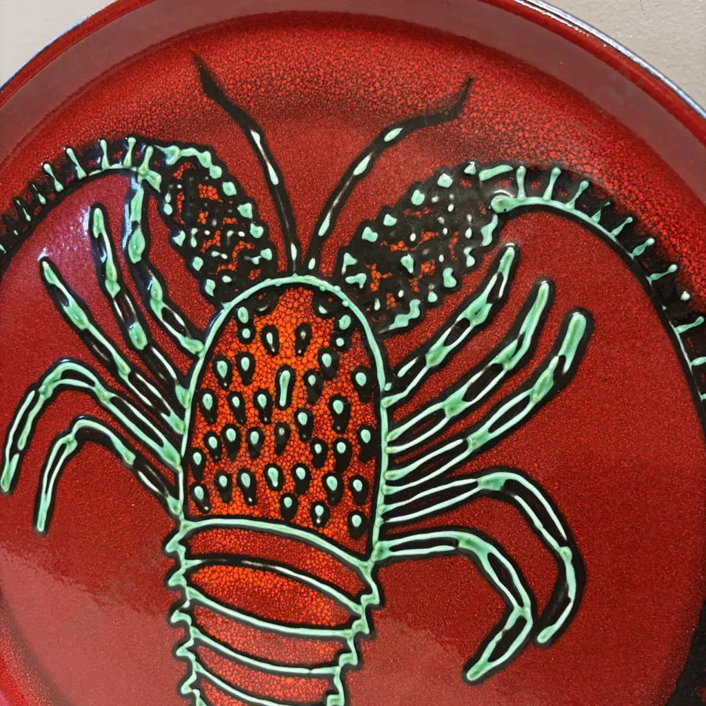 Large Morris and James Matakana Pottery Lobster Platter Dia39cm Image 1++