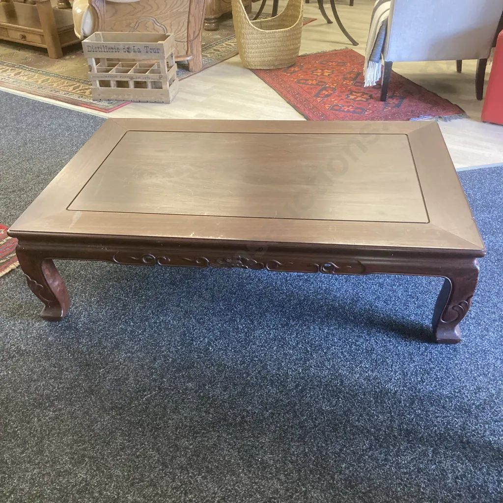 Chinese Rosewood Carved Low Table. H33.5 W121 D80cm Image 1++