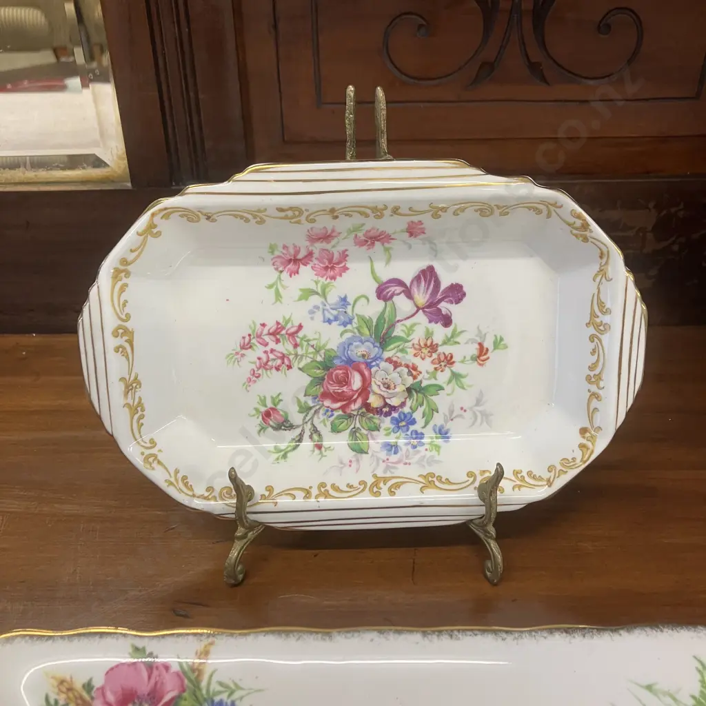 Royal Albert "Harvest Bouquet" Sandwich Plate & "Nosegay" Sweet Meat Dish Image 1++