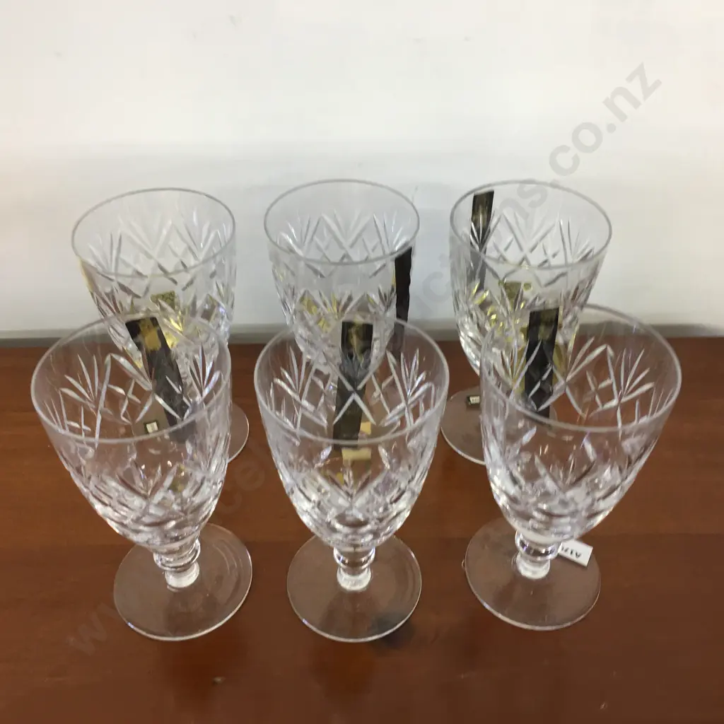 Webb Corbett 'Georgian' Design Lead Crystal Claret Wine Glasses - Set of Six.  5 1/4" Image 1++