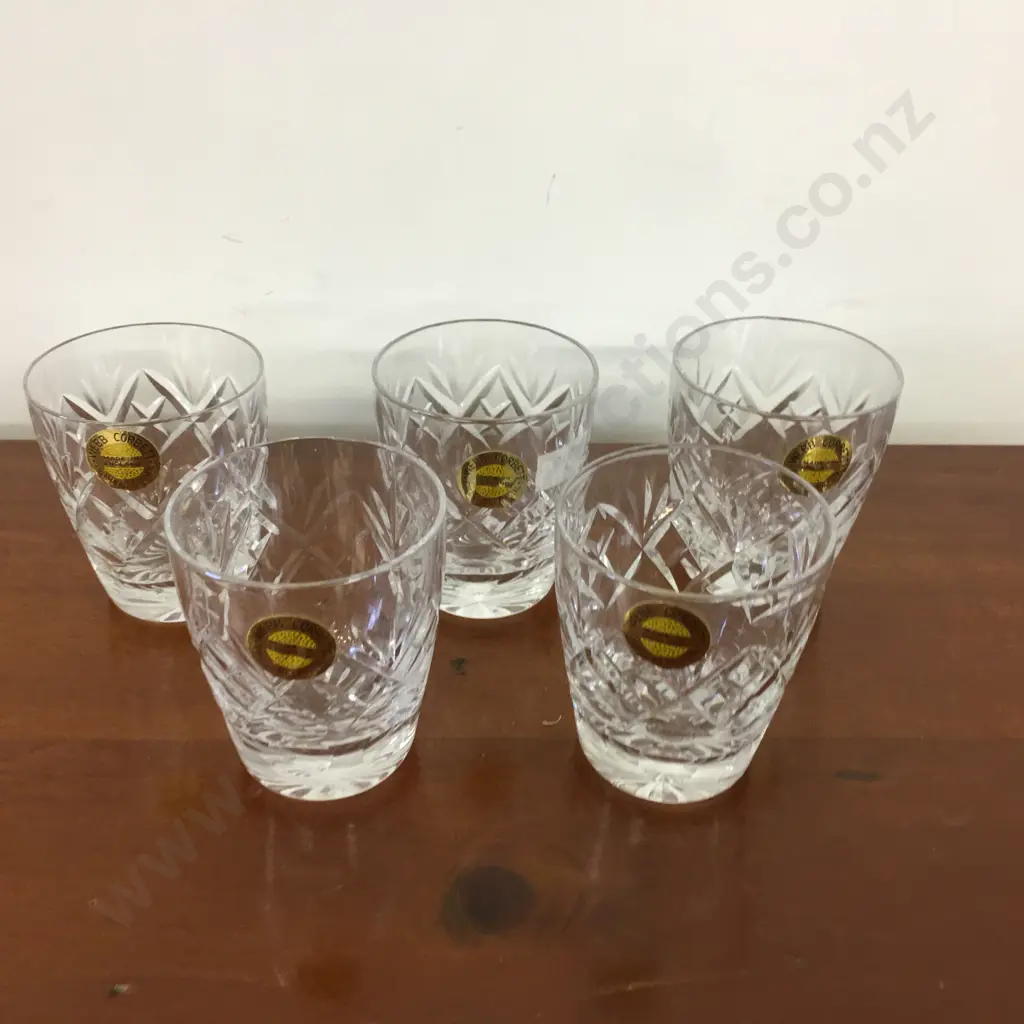 Webb Corbett 'Georgian' Design Lead Crystal Tot Glasses - Set of Five.  7cm Image 1++