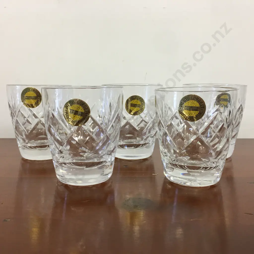Webb Corbett 'Georgian' Design Lead Crystal Tot Glasses - Set of Five.  7cm Image 1++