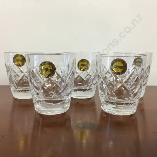 Webb Corbett 'Georgian' Design Lead Crystal Tot Glasses - Set of Five.  7cm