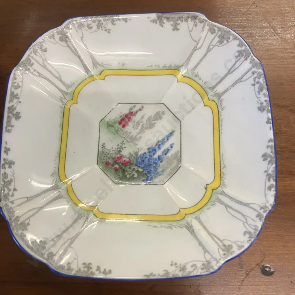 Art Deco Shelley Queen Anne Shape "My Garden" Pattern Cup & Saucer With Cake Plate. #11607 Image 1++