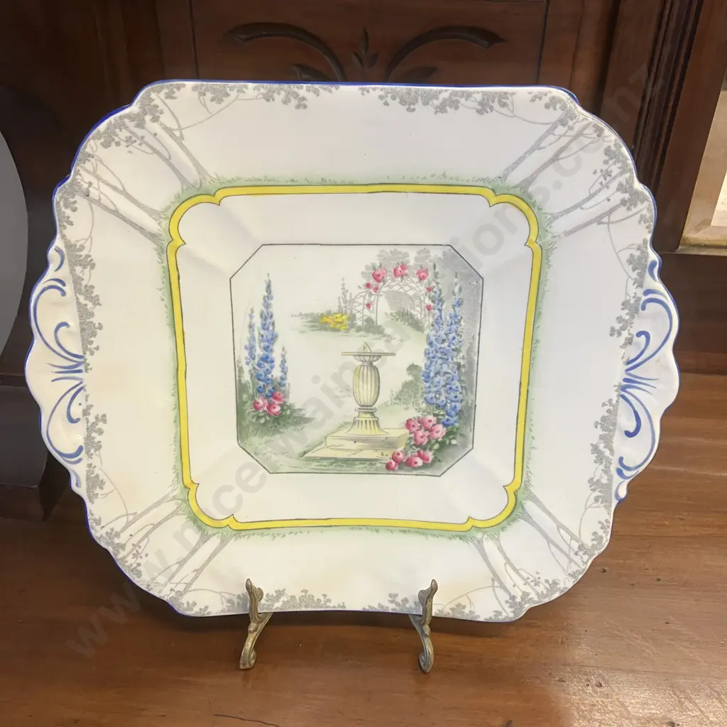 Art Deco Shelley Queen Anne Shape "My Garden" Pattern Cup & Saucer With Cake Plate. #11607 Image 1++