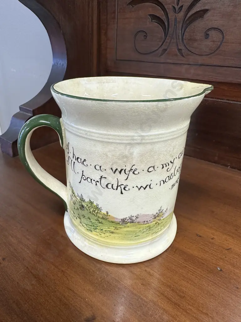 1920's Royal Doulton Bobbie Burns Series Ware Jug 'I hae a wife a my ain ...' Pattern D4419. H12cm Image 1++