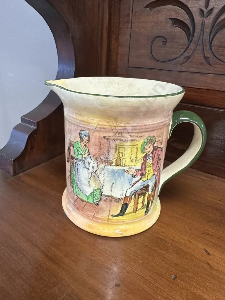 1920's Royal Doulton Bobbie Burns Series Ware Jug 'I hae a wife a my ain ...' Pattern D4419. H12cm Image 1++