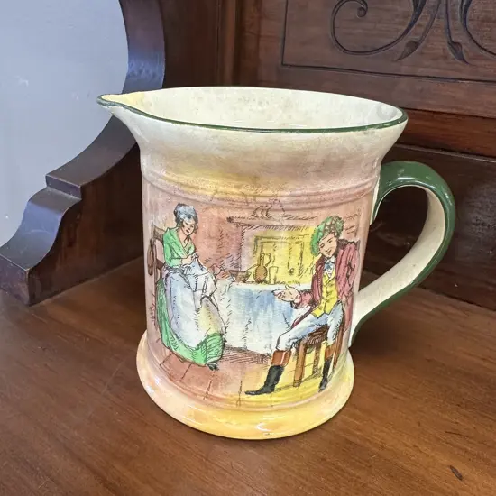 1920's Royal Doulton Bobbie Burns Series Ware Jug 'I hae a wife a my ain ...' Pattern D4419. H12cm