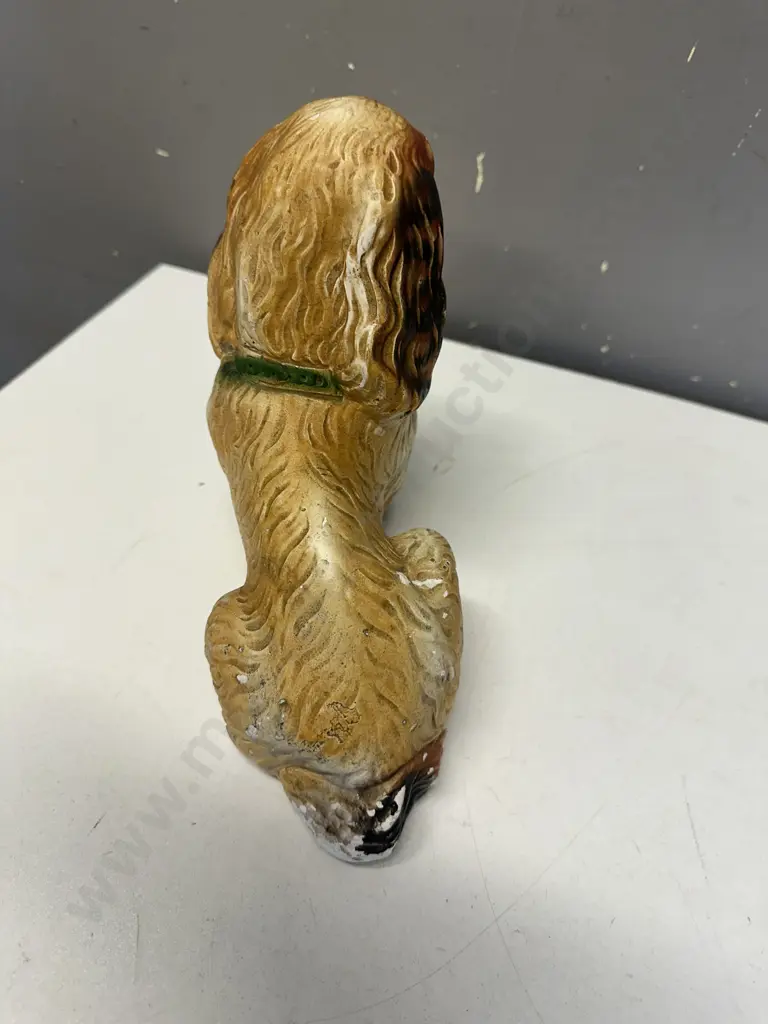 Antique Chalkware Sitting Dog Figurine. 20 x 21cm Image 1++