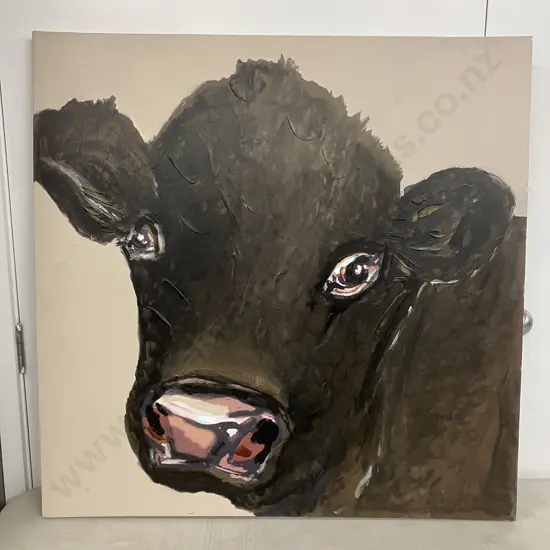 Angus Cow Head Picture On Canvas. 80 x 80cm