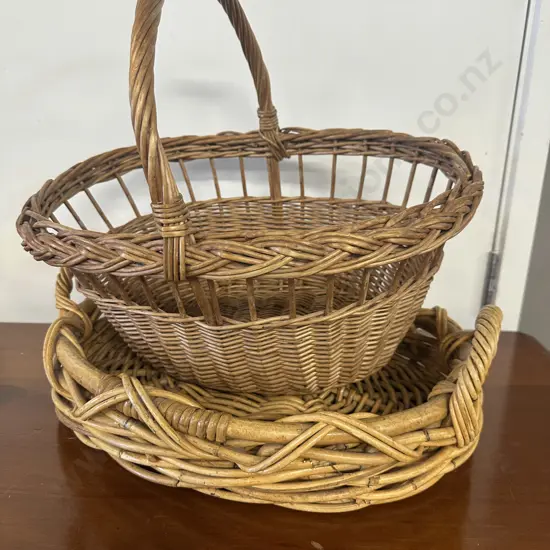 Vintage Cane Baskets x2