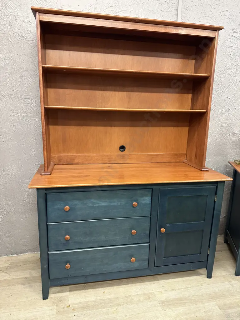 Nadeau (Canada) Green Painted Fruitwood Bookshelf Storage Cabinet, 2 Piece Image 1++