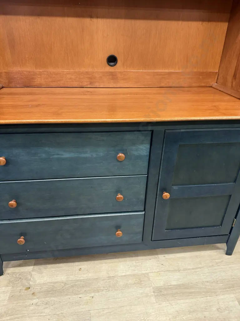 Nadeau (Canada) Green Painted Fruitwood Bookshelf Storage Cabinet, 2 Piece Image 1++