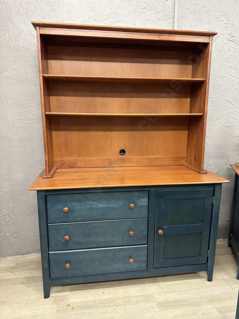 Nadeau (Canada) Green Painted Fruitwood Bookshelf Storage Cabinet, 2 Piece Image 1++