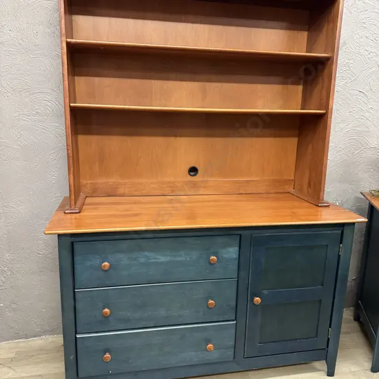 Nadeau (Canada) Green Painted Fruitwood Bookshelf Storage Cabinet, 2 Piece