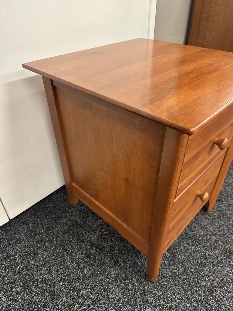 Nadeau (Canada) Two Drawer Bedside With Knob Handles H58,W48,D48. Image 1++