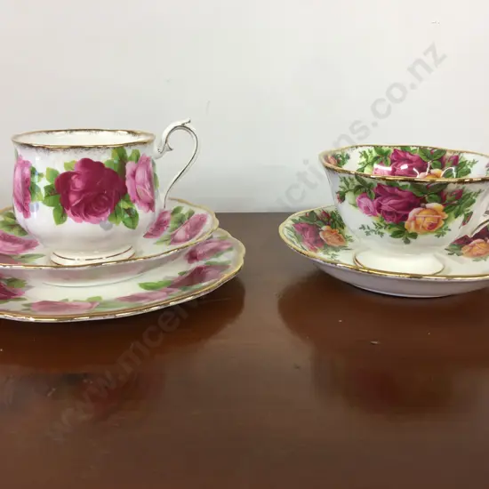 Vintage Royal Albert Old English Rose Trio & Old Country Roses Duo