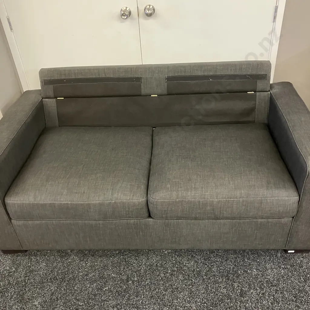 John Young Sofa Bed With Fold Out Metal Frame & Innersprung Mattress, Charcoal Colour Fabric. L175cm Image 1++