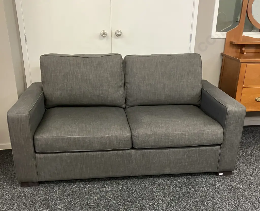 John Young Sofa Bed With Fold Out Metal Frame & Innersprung Mattress, Charcoal Colour Fabric. L175cm Image 1++
